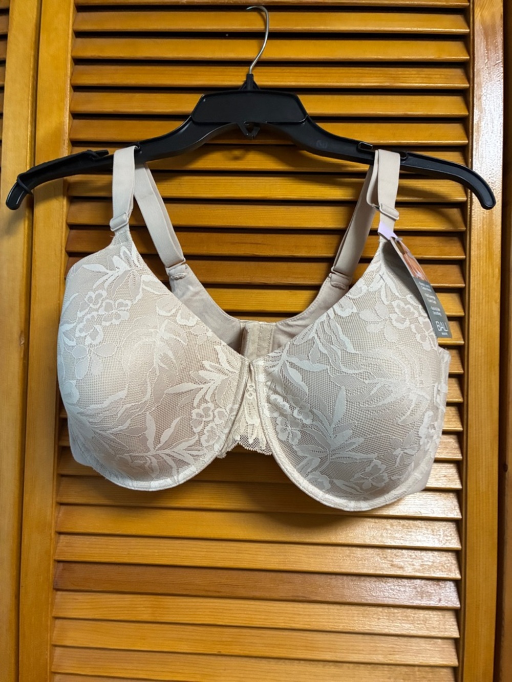 Bali Beige Floral Lace Full-Coverage Underwire Bra